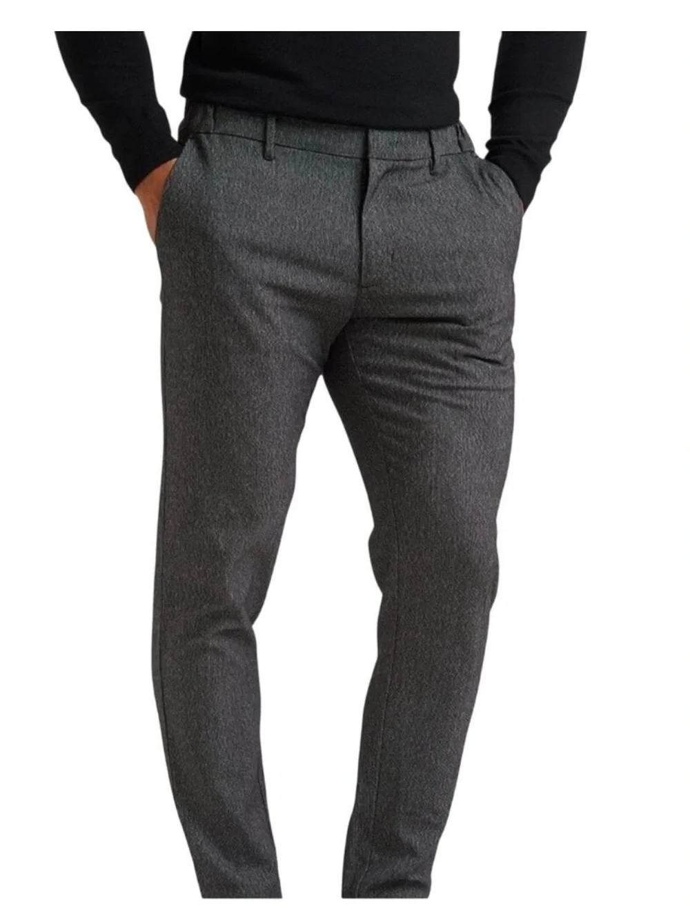 Tailored Athlete Semi Plain Trousers Black/Grey 36x34 NEW